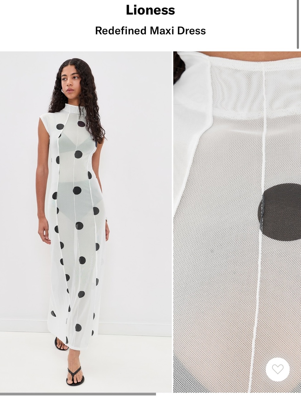 Lioness White Maxi Dress with Black Polka Dots
